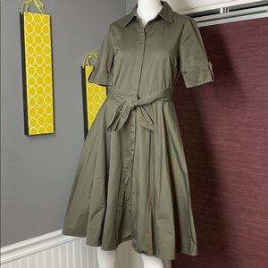 Badgley Mischka- Army green shirt dress.